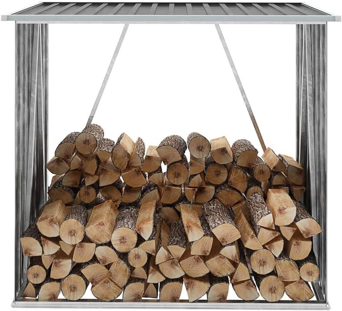 Tuinhuis Staal - Houtopslag Schuur - Haardhout Opslaan - Verzinkt Staal - 163 x 83 x 154 cm - Antraciet