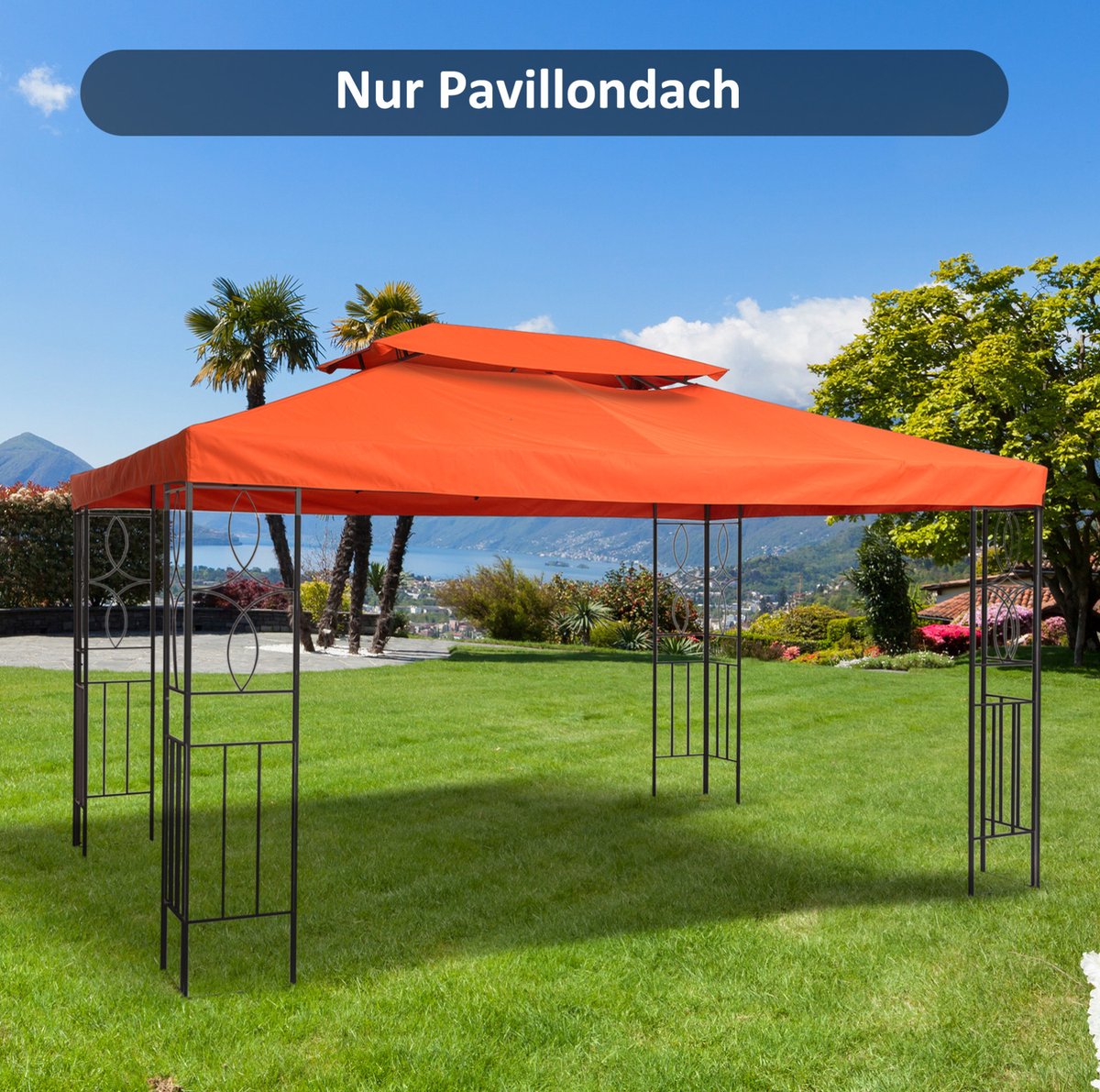 COVREO Partytent dak 300x400 cm roestrood, polyester dubbel dak