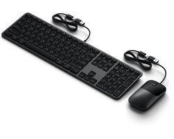 Satechi Slim CLX3 Bekabeld Mouse & Toetsenbord Combo – Compact & Gestroomlijnd Ontwerp – Duurzame & Lichtgewicht Constructie – USB-C met Bevestigde USB-A Adapter - Zwart