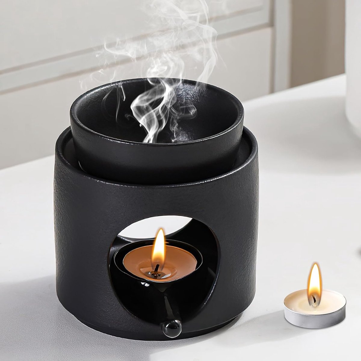 Aroma lamp - keramisch zwart - elegante sfeer - ideaal voor essentiële oliën - ShopVlot