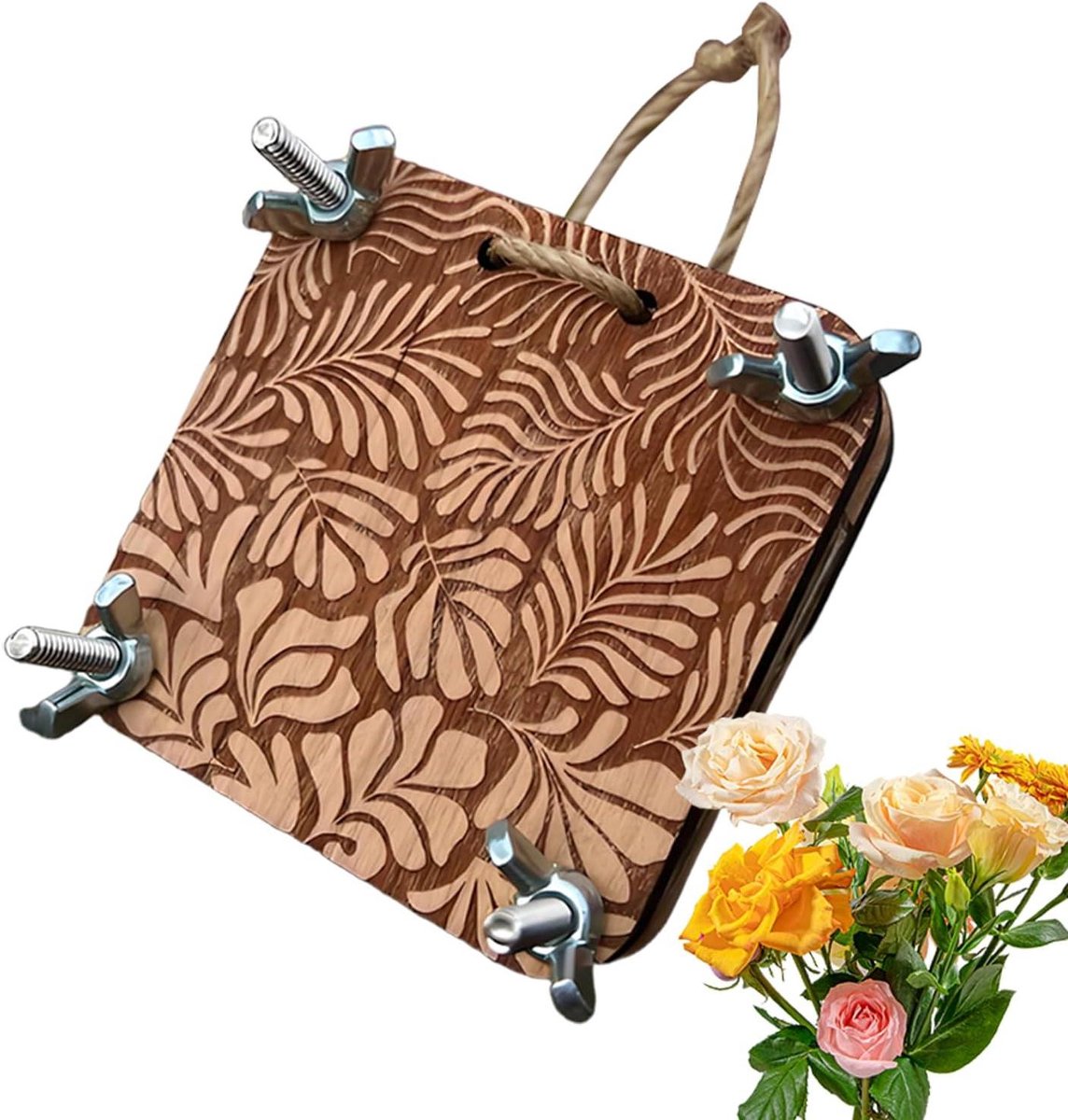 Miniatuur bloemenpers - Droogpers planten - Bloemen drogen - Compacte houten constructie - 65 cm - Houtkleur