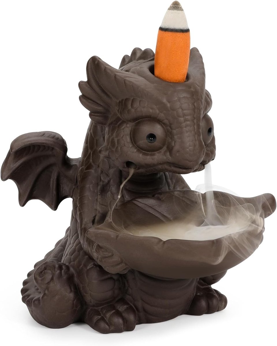 Backflow Censer Dinosaur Baby Incense Stick Holder Ceramic Incense Stick Holder with Backflow Incense Cone Matte - ShopVlot