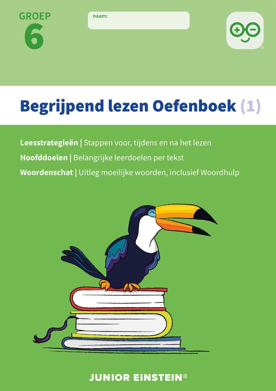La couverture du "Cahier d'exercices 1 Groupe 6 Lecture Compréhension" montre un toucan sur une pile de livres.