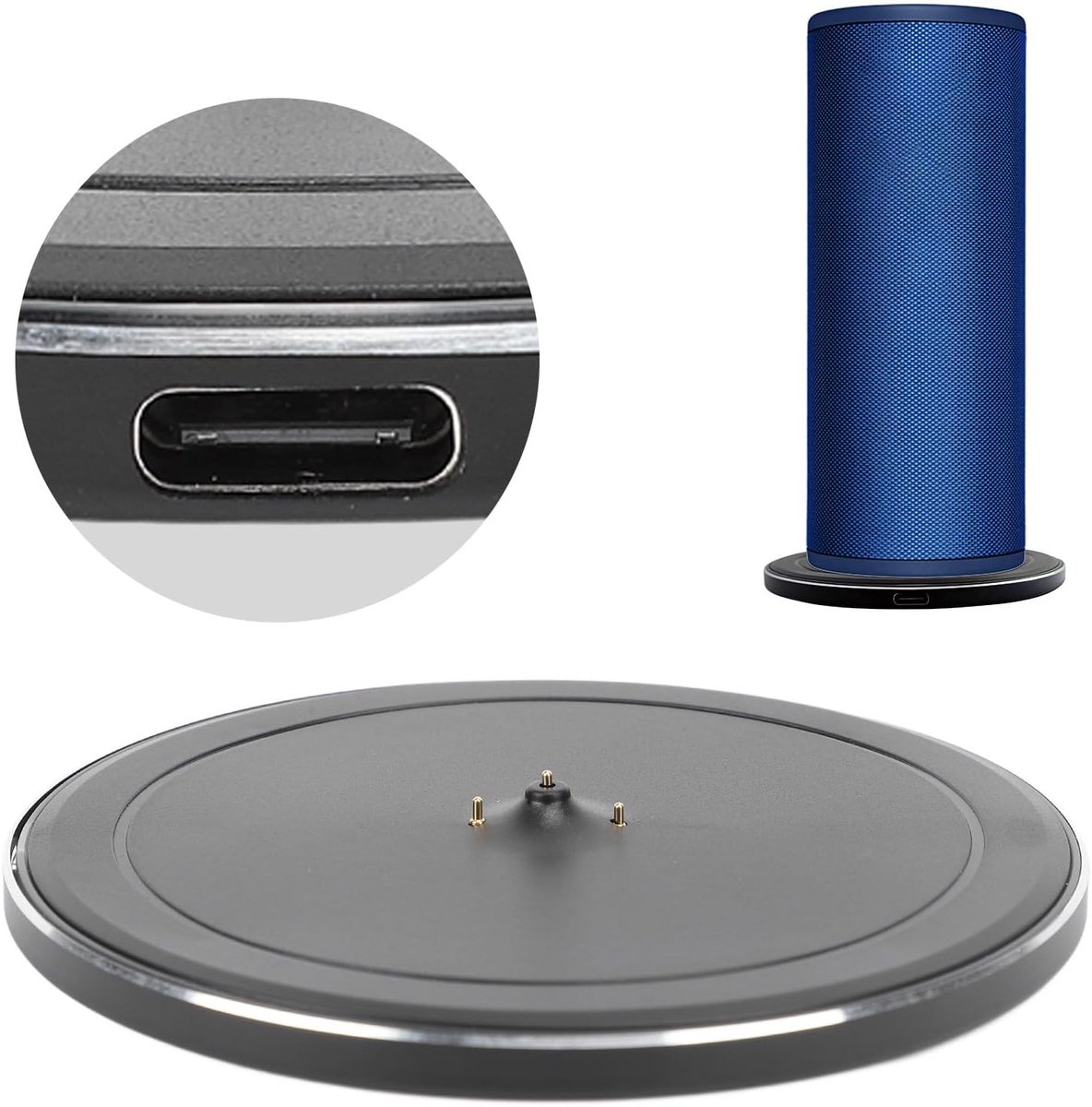 SnelShoppen - Oplaadstation voor Ears UE Boom 3 en Megaboom 3, Draagbaar Lader Dock met Type C Kabel, Beschermende Oplaadstandaard voor Feesten en Bui