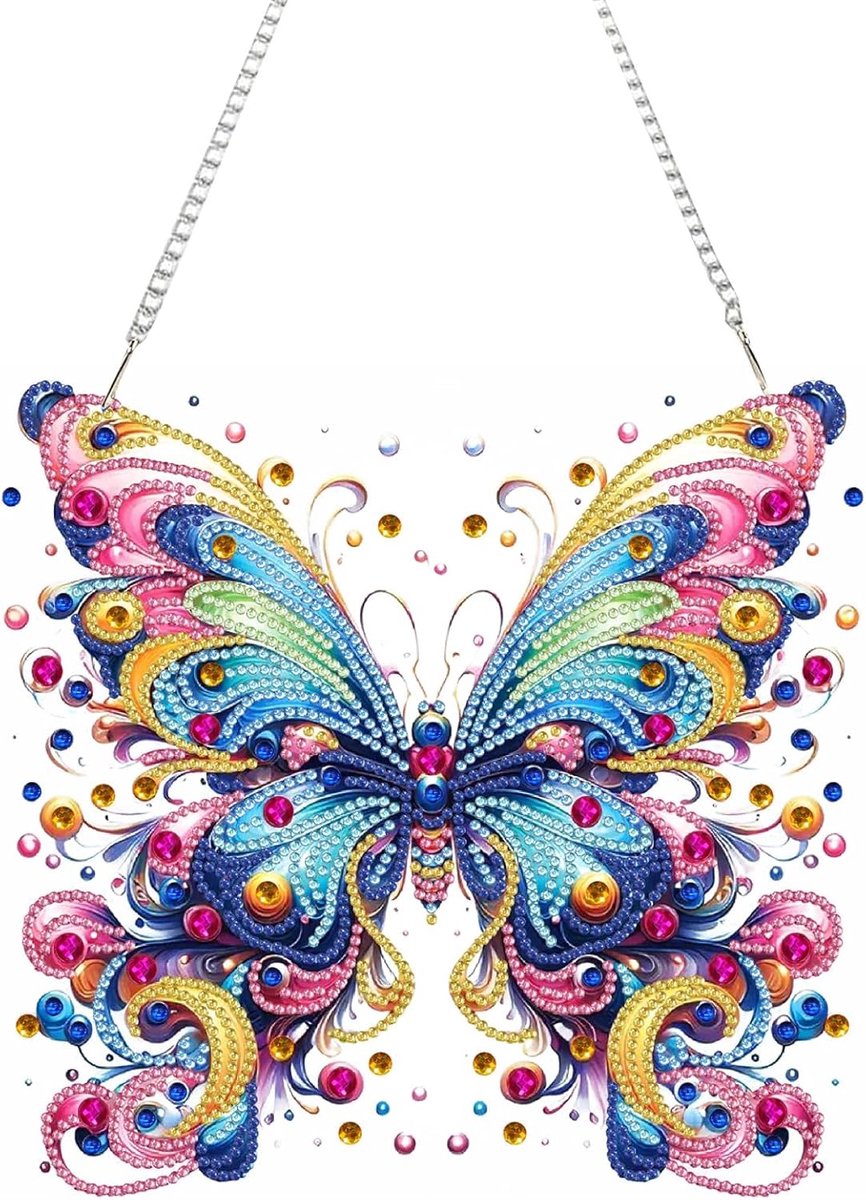 SnelShoppen - DIY Diamant Schilderen Set voor Muurdecoratie, Roze Vlinder Speciale Kristal Steentjes, Milieuvriendelijke Kunst, Creatief Hobbyproject