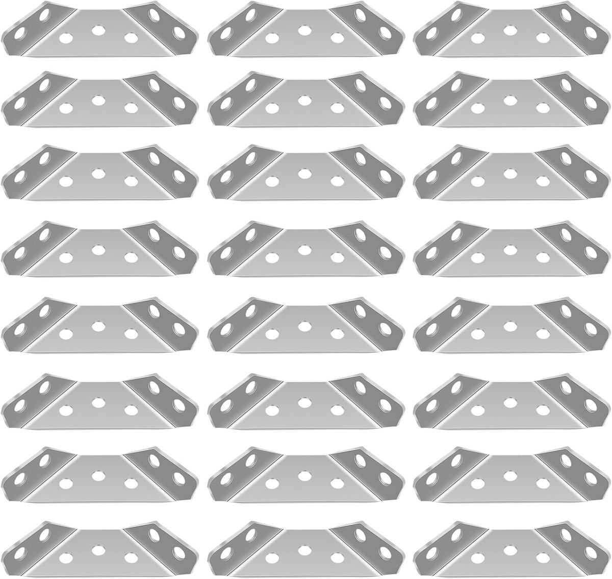 SnelShoppen - 24 Stuks RVS Driehoek Houder Universele Hoekverbindingen voor Meubilair, Stalen Hoeken voor Houten Planken, Kasten, Tafels, Stoelen