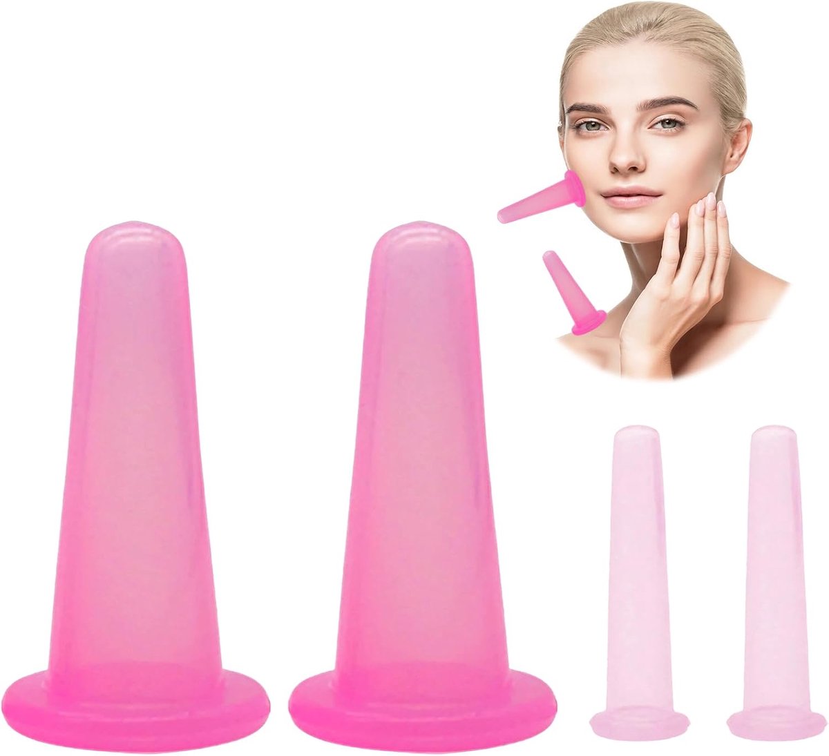 4 Pcs Silicone Vacuum Cups,Silicone Scraping Heads,Face Cupping Kit,Face Crupping Schröpfen,Massage Vacuum Glass for - ShopVlot