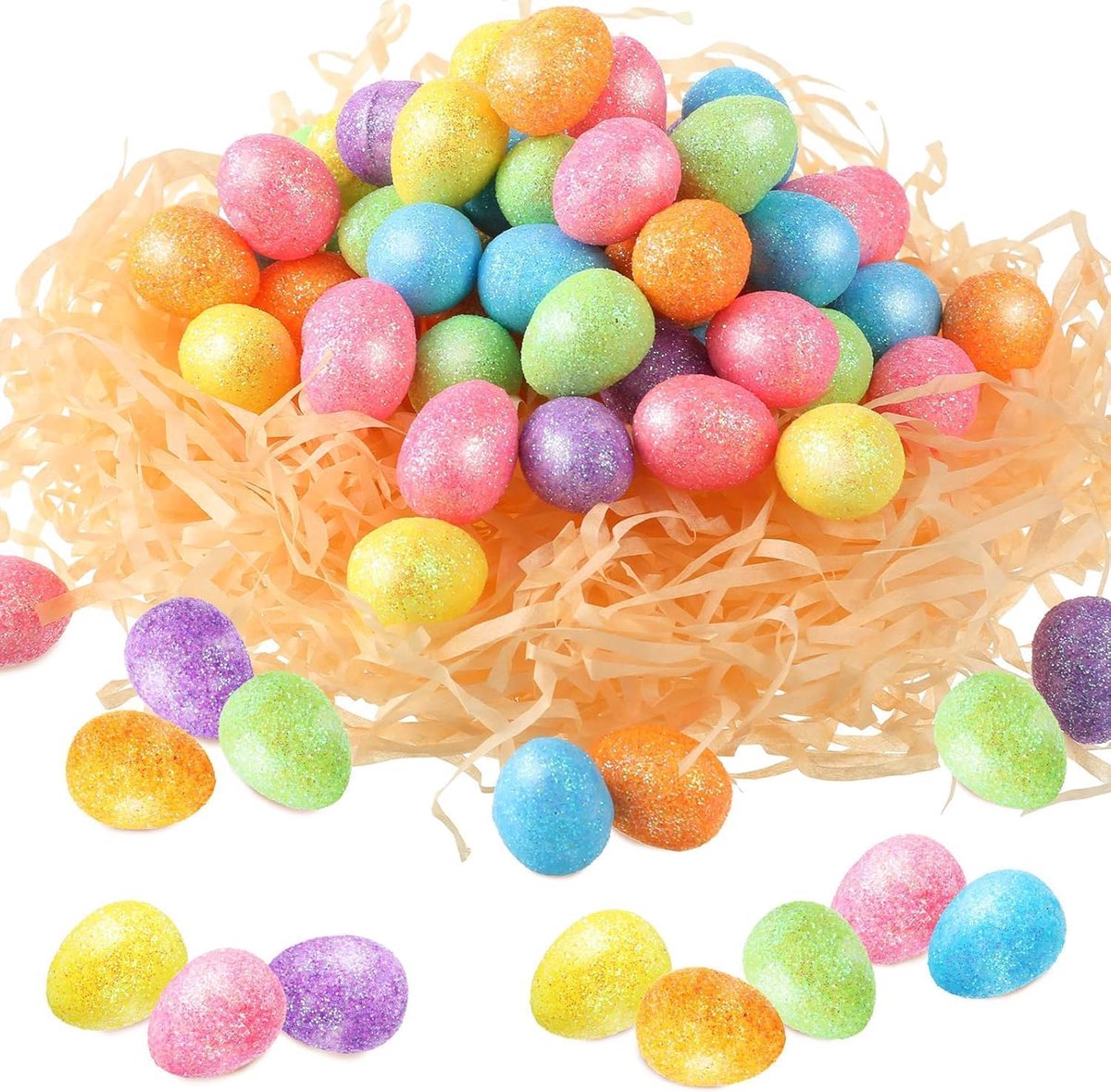 Thijox - 80 Stuks Mini-Paaseieren Schuimrubberen Decoratieve Paaseieren voor Tafeldecoratie, Paashoeden, Lente- en Pasen Feest, Licht en Duurzaam, Her
