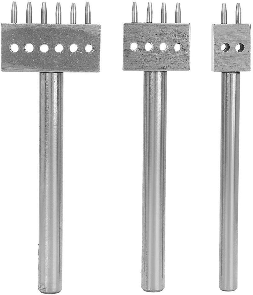 SnelShoppen - Leer Naai Gereedschap Set met Verschillende Tandafstanden, Gaatjesmaker voor DIY Projecten 4mm, 5mm, 6mm, 8mm van Hoogwaardige Ijzerlege