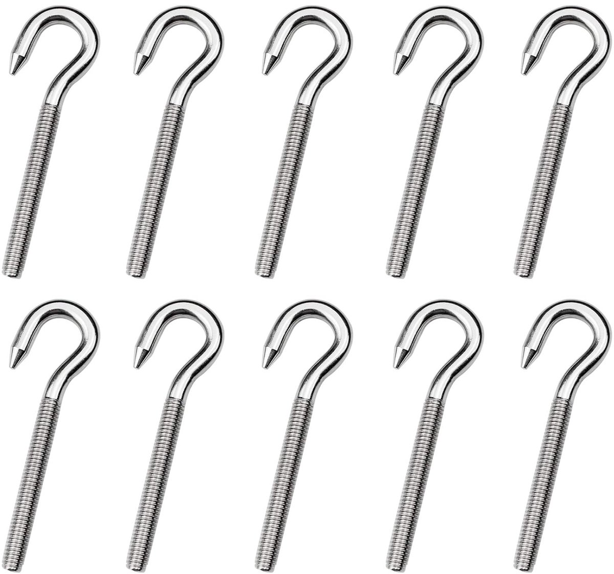 Haak Bout M6 10Pcs - 304 Rvs Ring Schroef - Heavy Duty voor Opknoping - Ideaal voor Hangmatten en Stoelen - SnelShoppen