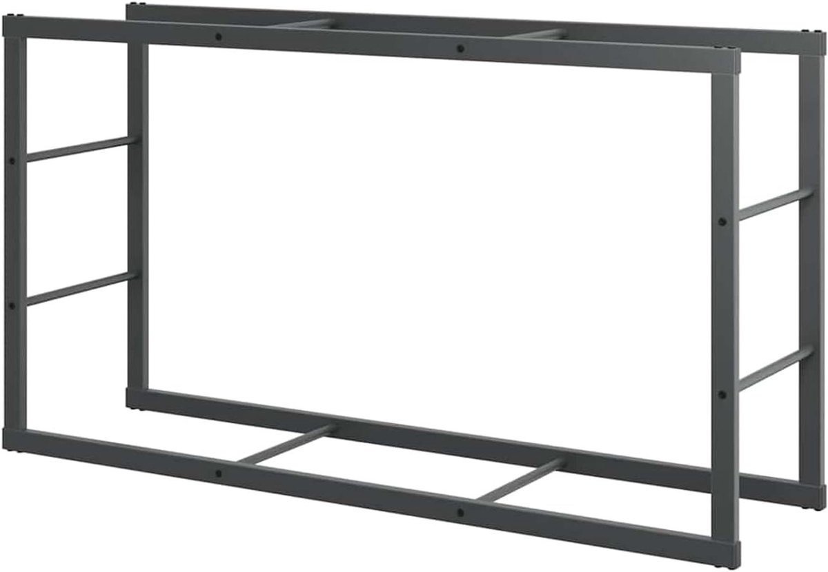 Brandhoutrek Staal - Houtopslag Rek - Haardhout Opslaan - Weerbestendig Ontwerp - 110 x 30 x 61 cm - Zwart
