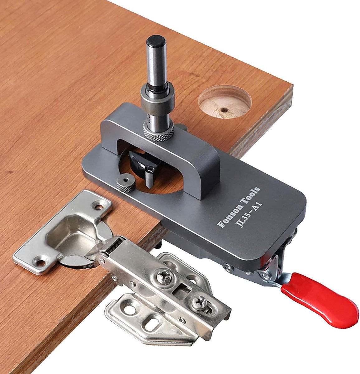 SnelShoppen - 35mm Gatenboor, Scharnier Gatenboor Gereedschap, Gids Locatormold voor Deurkasten, DIY Houtbewerking, Aluminium Legering, Duurzaam en Be