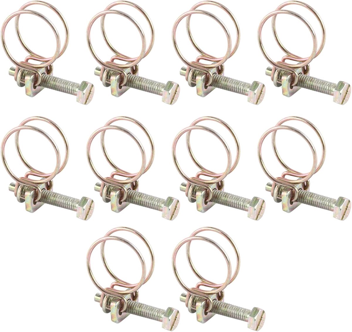 SnelShoppen - 10x Waterdichte Slangklemmen Verstelbaar RVS Dubbele Draad Klemmen voor Tuin, Klussen, en Huishoudelijk Gebruik (19mm 16-19)