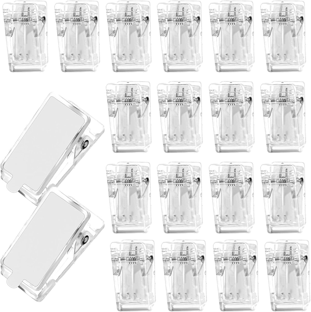 Sticky spring clips 20 stuks - transparant plastic - zelfklevend - ideaal voor foto's en decoratie - ShopVlot