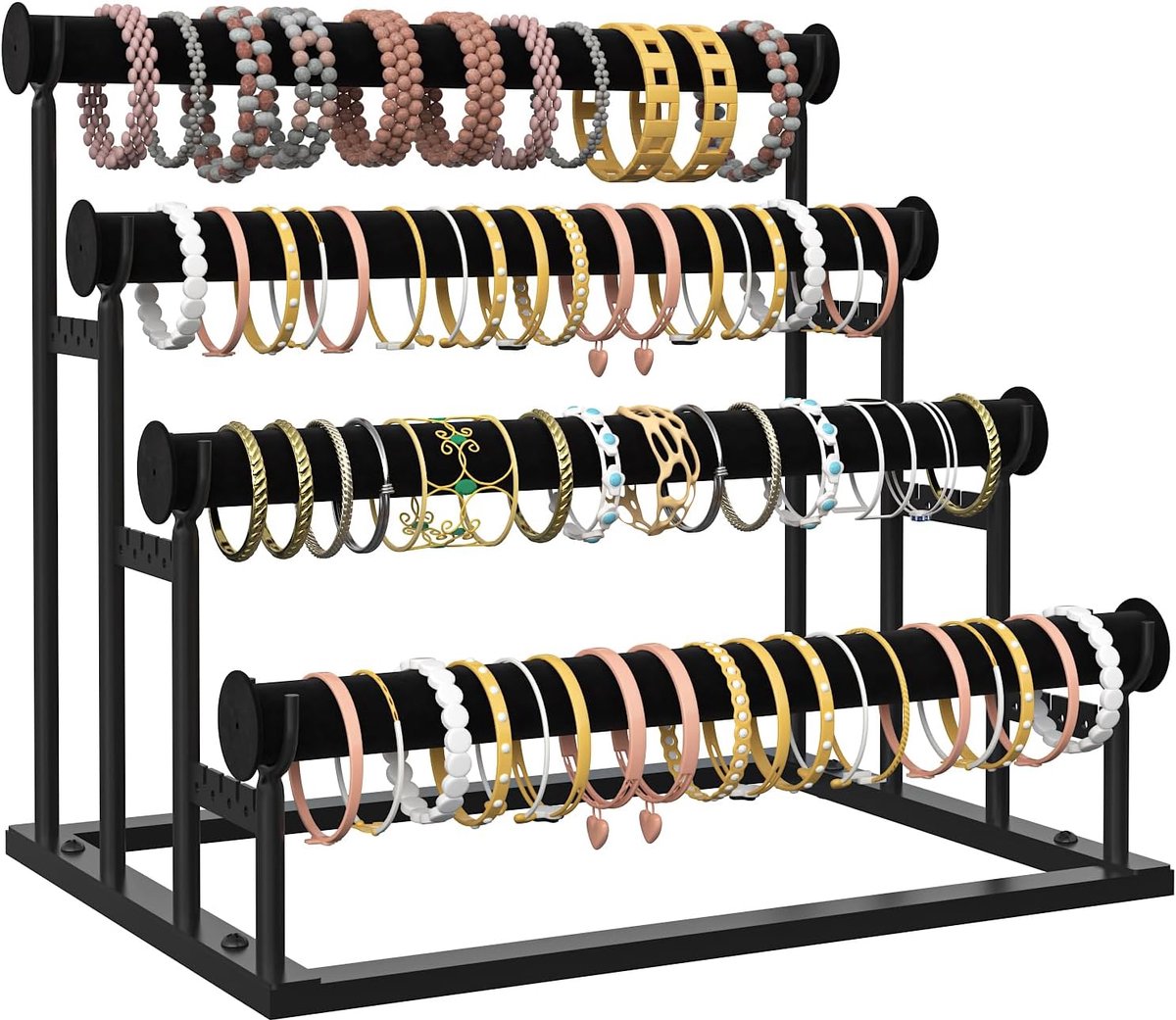 SnelShoppen - 4 Laags Sieradenstandaard, Afneembare Velours Armbandhouder, Grote Opbergruimte voor Sieraden, Organisator voor Kettingen, Oorbellen en