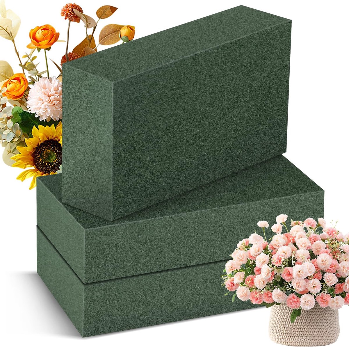 SnelShoppen - Foam voor Bloemen - 3 Stuks Bloemschikschuim 23x10,5x7 cm - Ideaal voor Bloemstukken en Creatieve Knutselprojecten - Perfect voor Feeste
