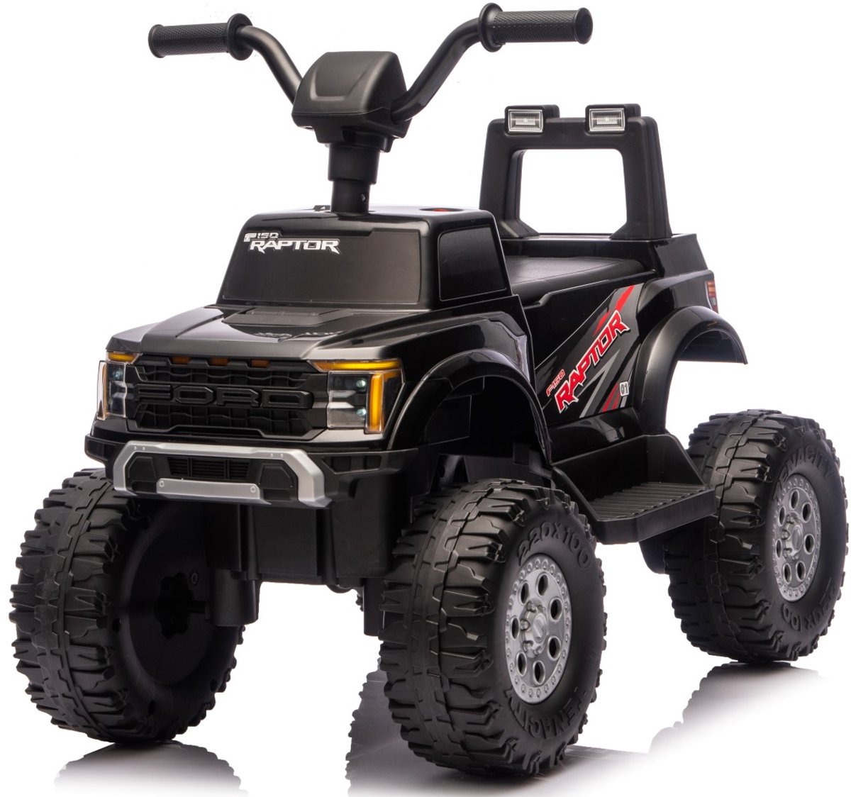 SUN BABY Ford Raptor F150 Elektrische Kinderauto Accuvoertuig 12V - LED Verlichting, Terreinbanden, Opbergruimte - Zwart