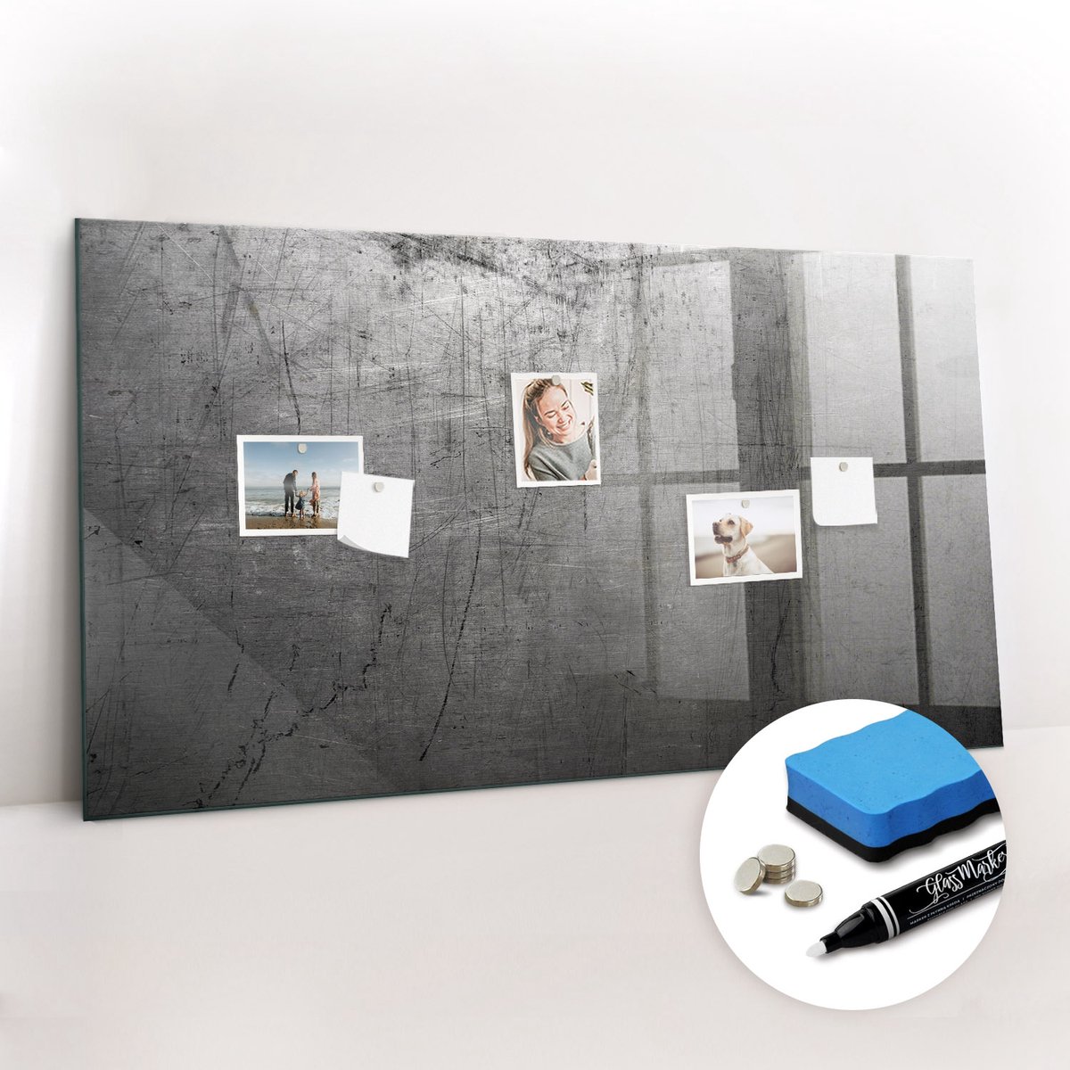 Tulup Whitebord - Metalen wand - 120 x 60 cm - Grijs Foto Magneetbord - Gratis 5 Sterke Magneten + Whiteboard Marker & Wisser - Stylish Memo Board - Magnetisch Memobord - Notitiebord Werkplek