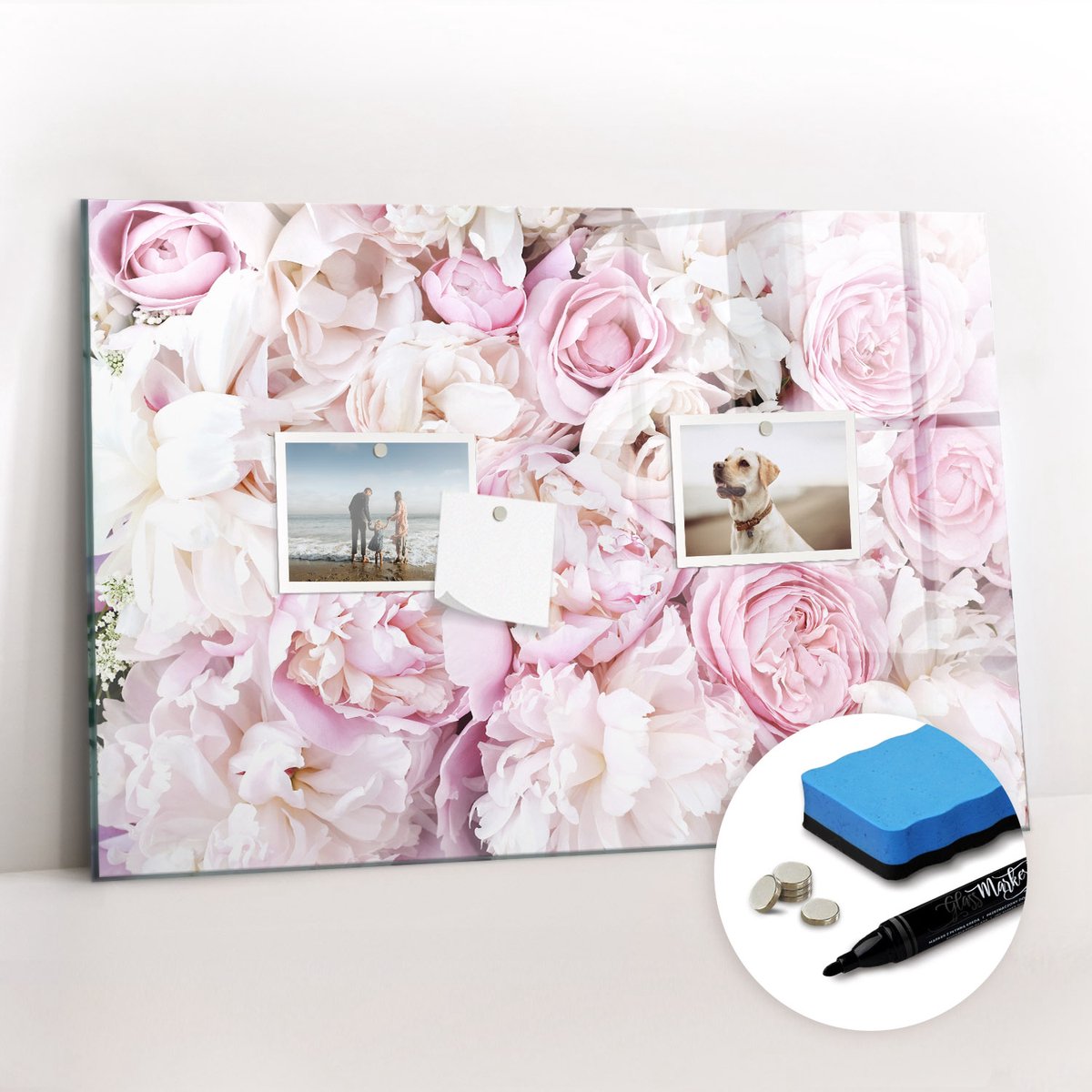 Tulup Whitebord - Sierbloemen - 60 x 40 cm - Wit Magneetbord Foto - Gratis 5 Sterke Magneten + Whiteboard Marker & Wisser - Wanddecoratie Kantoor - Magneetbord Foto - Ideeënbord Thuiswerkplek