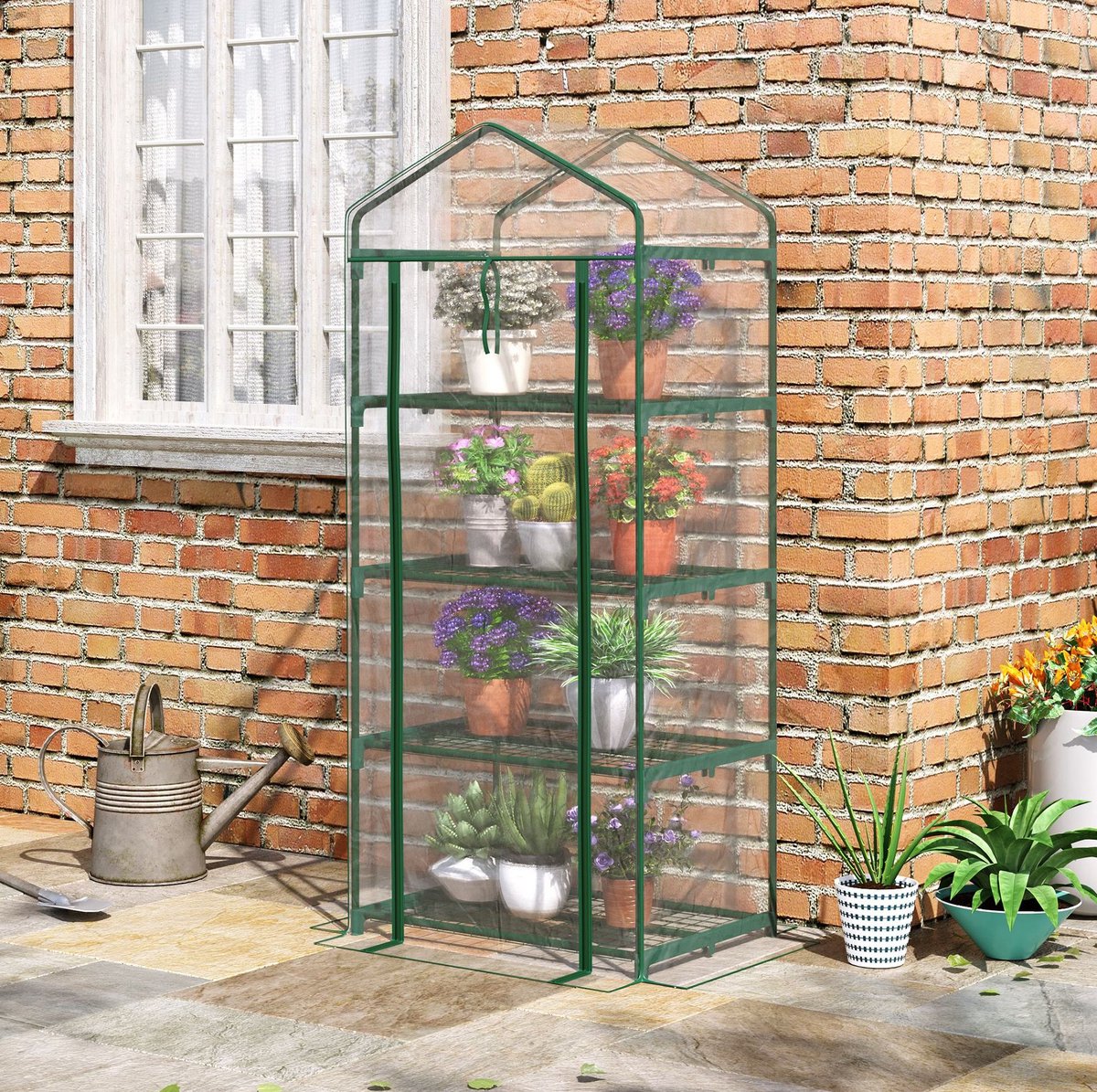COVREO Foliekas 70x50x160 cm groen, staal, 4 legplanken, roldeur