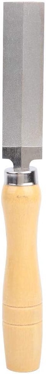 Platte Diamantvijl - Ruitvijl Houtbewerking - Metaal en Glas Slijpen - Houten Handvat - 18 cm - Grijs