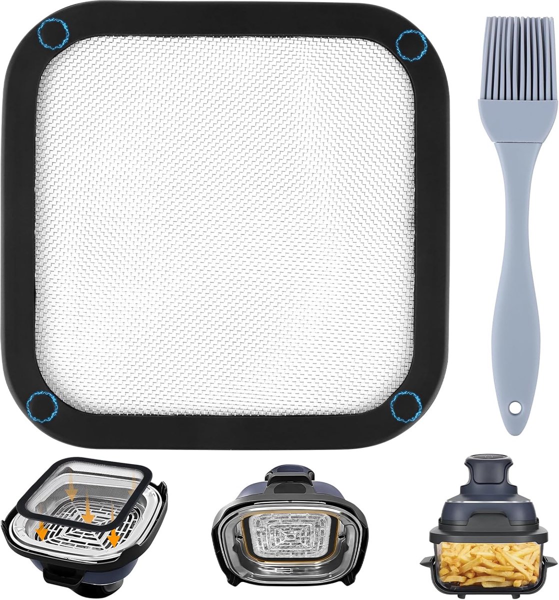 SnelShoppen - RVS Spatbescherming voor Ninja CRISPi, Fijnmazig Vet Spatdeksel, Airfryer Accessoires, Herbruikbare Keukenaccessoires voor Ninja CRISPi
