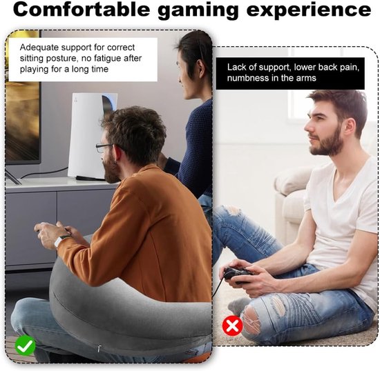SnelShoppen - Gaming Kussen Ergonomisch Donkergrijs - Comfortabele Zitkussen voor Gamers - Ondersteuning voor Rug en Nek - Ideaal voor Thuis, Kantoor van snelshoppen — afbeelding 4