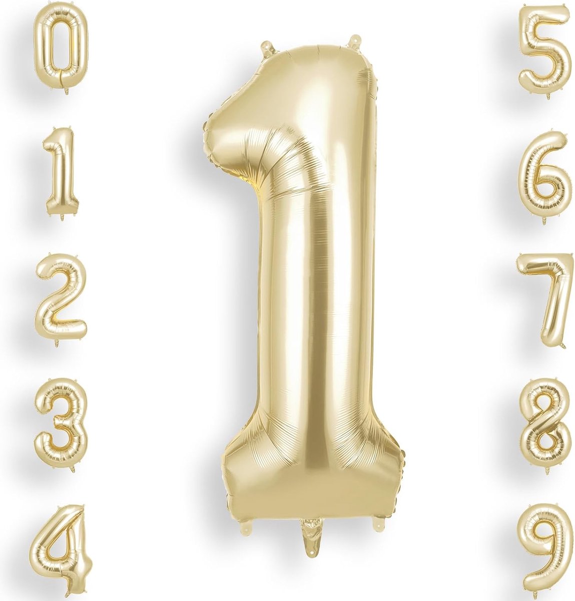 SnelShoppen - Nummer 1 Ballon, Macaroon, Licht Goud | 101cm Ballon Nummer | Helium Gevuld | Feest, Verjaardag en Vakantie Decoraties