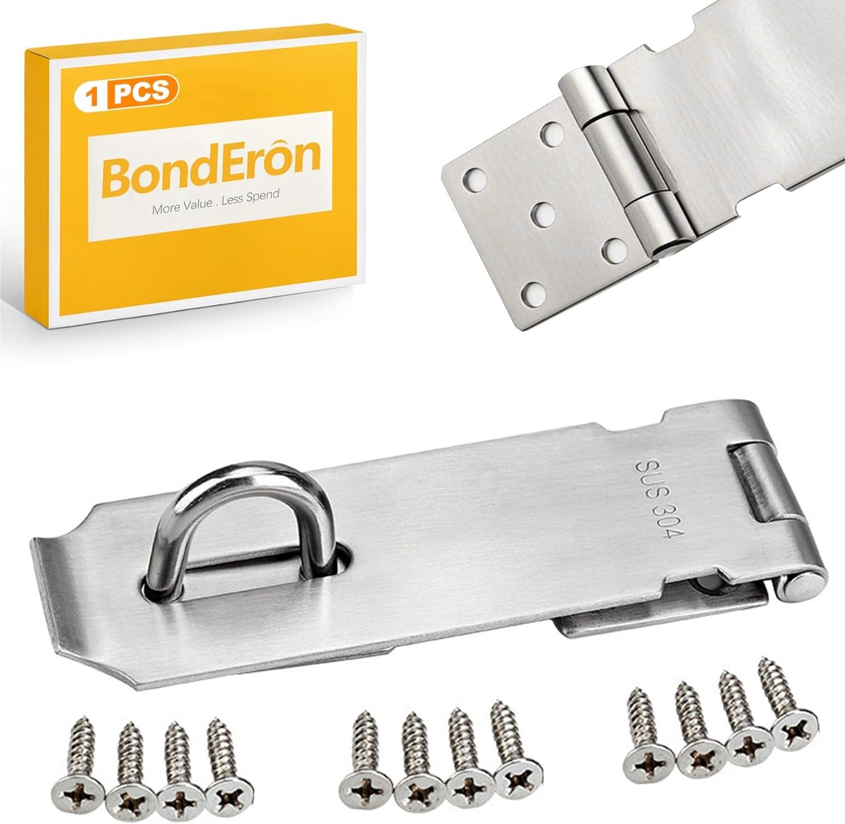 SnelShoppen - 5 Inch RVS 304 Sluiting met 12 Schroeven voor Deur, Poort, Schuur - Robuuste en Weerbestendige Vergrendelbare Hasp