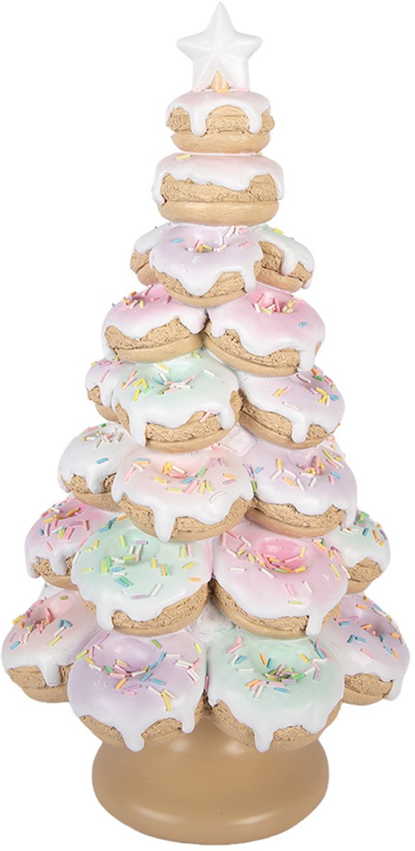 Clayre & Eef Kerstdecoratie Beeld Kerstboom Ø 22x43 cm Bruin Kunststof
