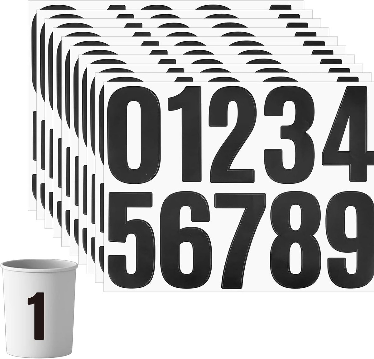 10 sheets number stickers, letterbox number stickers, weatherproof, adhesive numbers, black, waterproof, house number - ShopVlot