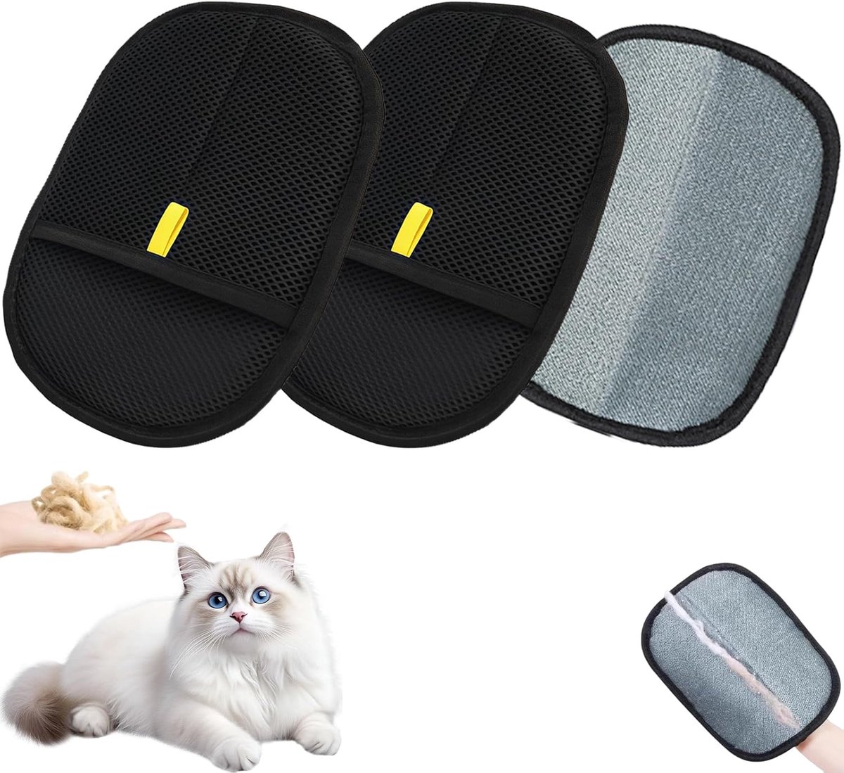 SnelShoppen - 2 Stuks Dierhaar Verwijderhandschoenen, Dubbelzijdige Electrostatistische Verzorgingshandschoenen voor Honden en Katten, Wasbare en Herb