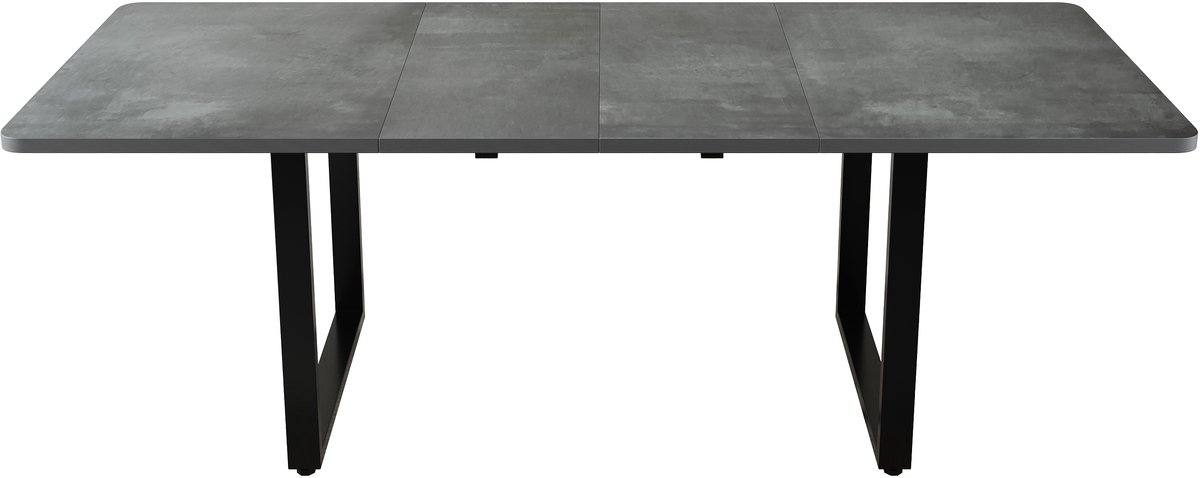 KOMHTOM - Uitschuifbare Eettafel - Rechthoekige Tafel met 3 Lengtes - 140/180/220 x 80 cm - Metalen Poten - Eenvoudige Stijl - Grijs - Geschikt voor 6-10 Personen - Voor Keuken en Eetkamer