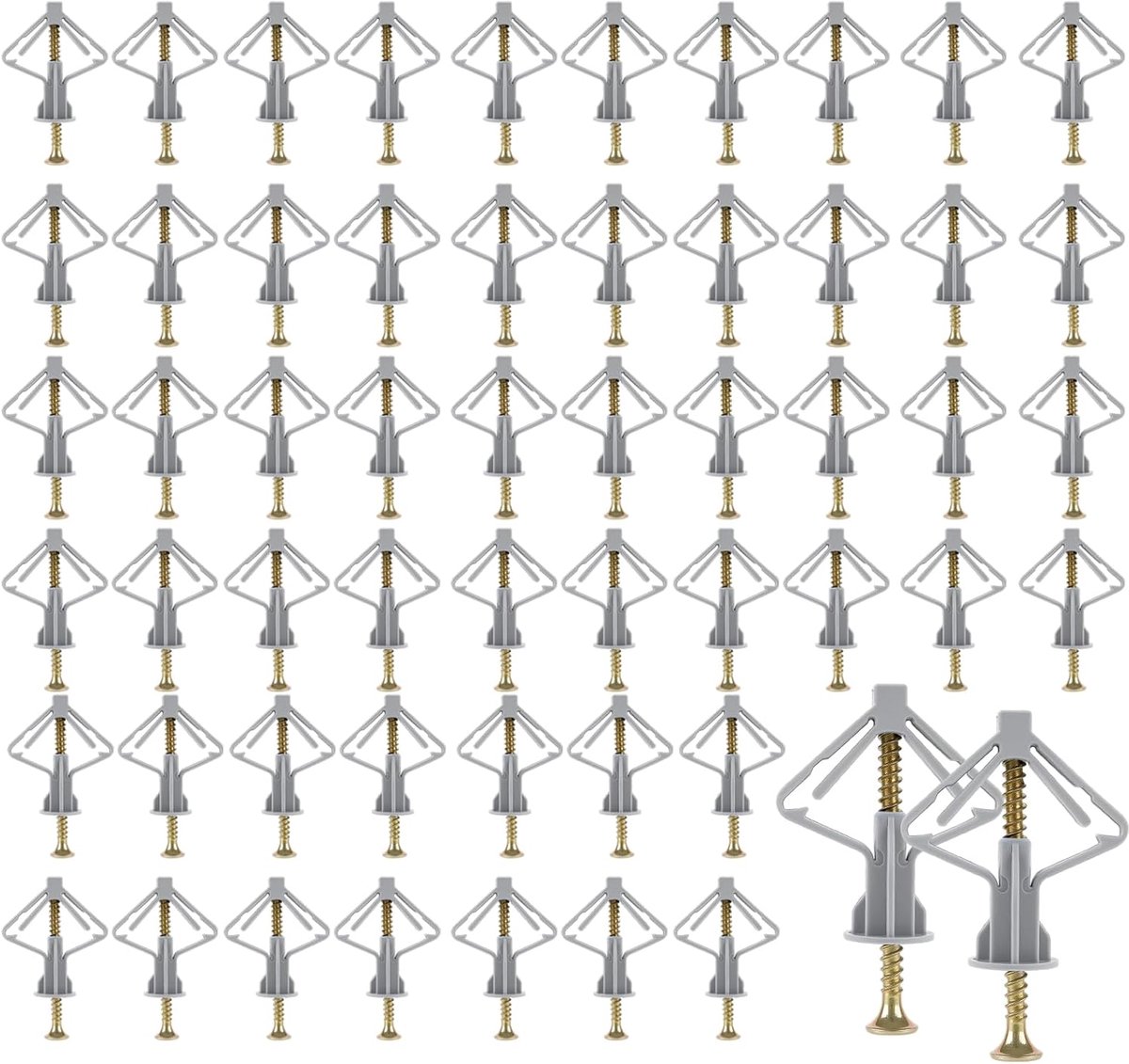 400 Pieces Grey Cavity Plugs Butterfly, Plasterboard Plugs with Screws, Drywall for Drywall, Gypsum Fibreboard and - ShopVlot