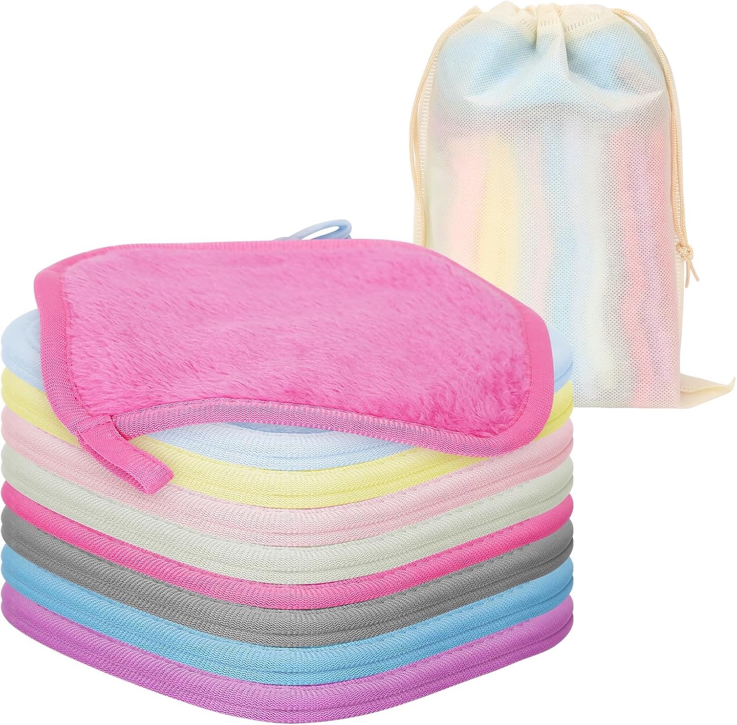 SnelShoppen - 16 Stuks Wasbare Makeupdoekjes Microvezel Ultra Zacht voor Gevoelige Huid, Herbruikbare Make-up Pads voor Gezicht en Ogen, Ideaal voor T