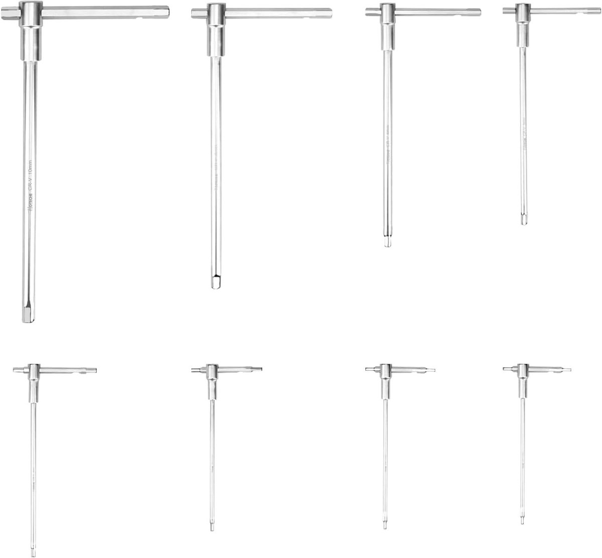 SnelShoppen - 8 stuks inbussleutels met T-handvat, zeshoek socket voor montage, demontage en reparatie, CRV chroom vanadium staal 2-10 mm (2/2,5/3/4/5