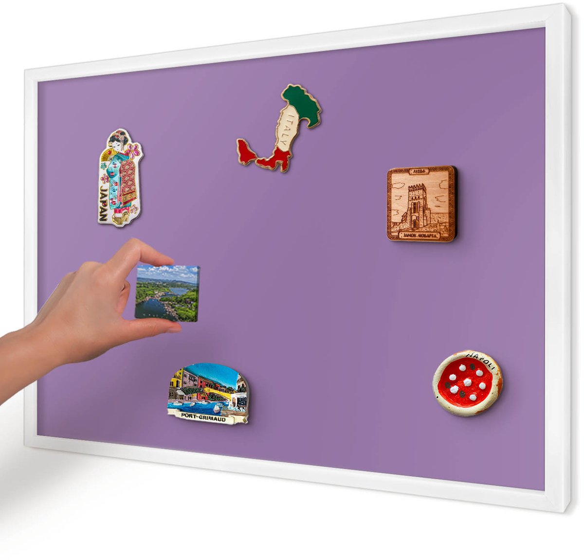 Artprintcave Paars Magneetbord mit Witte Lijst - 60x40 cm - Violet Wandbord Magnetisch - Minimalist Magnetisch Bord - Achtergronden En Patronen