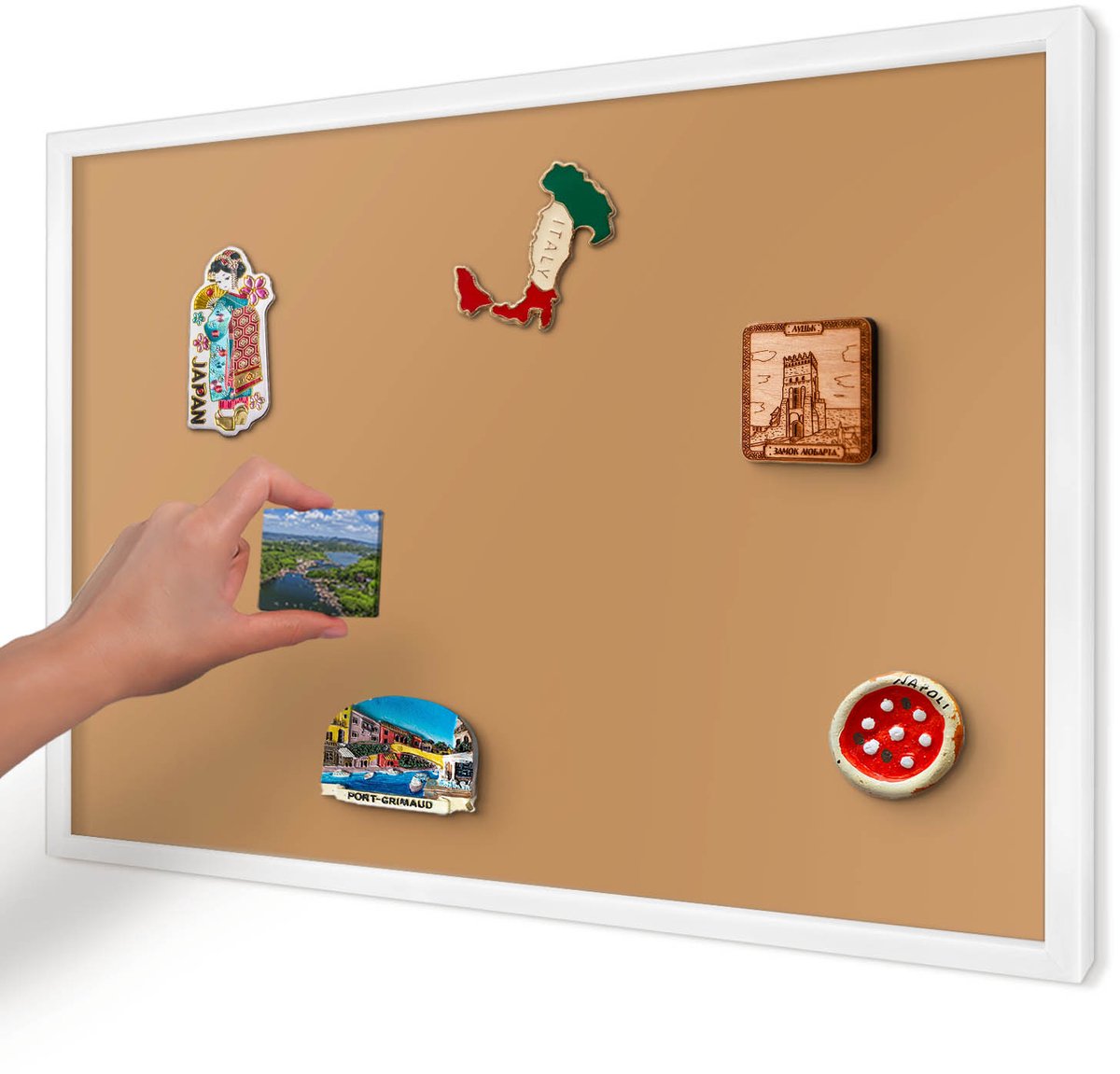 Artprintcave Oranje Magneetbord mit Witte Lijst - 60x40 cm - Doffe Oranje Magnetisch Bord Voor Magneten - Minimalist Magneet Bord mit Frame - Achtergronden En Patronen