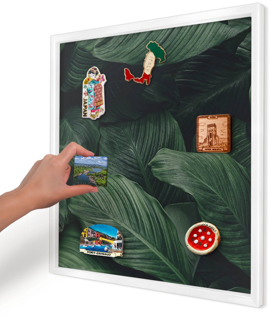 Artprintcave Groente Magneetbord mit Witte Lijst - 50x50 cm - Het Groen Van De Natuur Bord Voor Magneten - Fotografisch Magneet Bord mit Frame - Bloemen En Planten