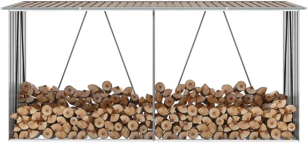 Haardhoutrek - Brandhout opslag - Droog houden hout - Dak voert water af - 330 x 84 x 152 cm