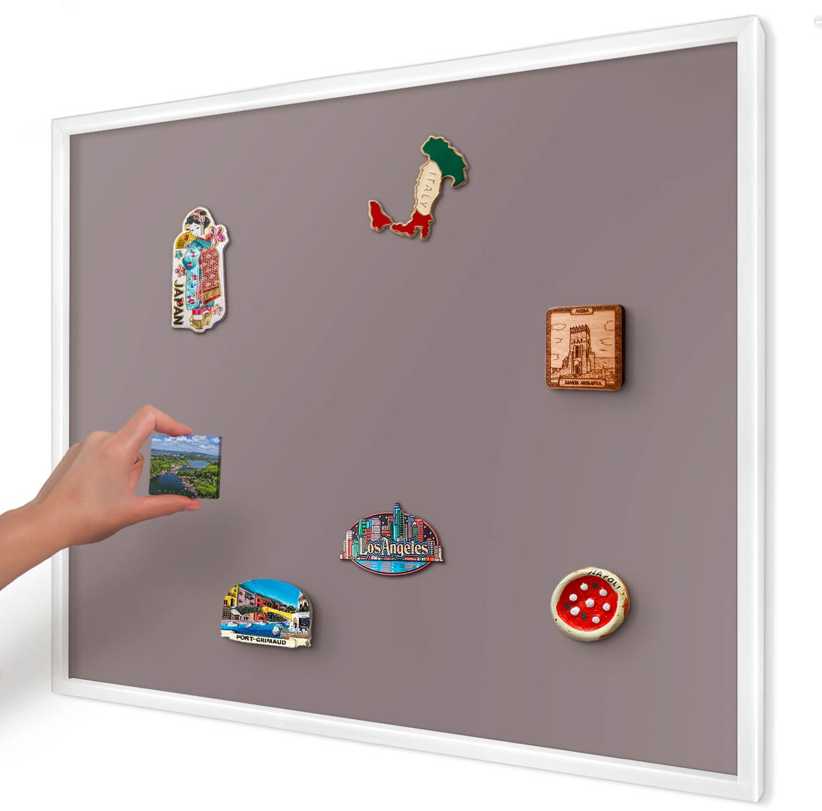 Artprintcave Roze Magneetbord mit Witte Lijst - 80x60 cm - Asbruin Magnetisch Bord Voor Magneten - Minimalist Magneet Bord mit Frame - Achtergronden En Patronen