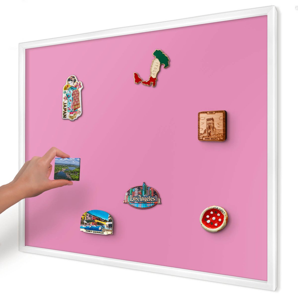 Artprintcave Roze Magneetbord mit Witte Lijst - 80x60 cm - Koel Roze Magneetbord Voor Keuken - Minimalist Magneet Bord mit Frame - Achtergronden En Patronen