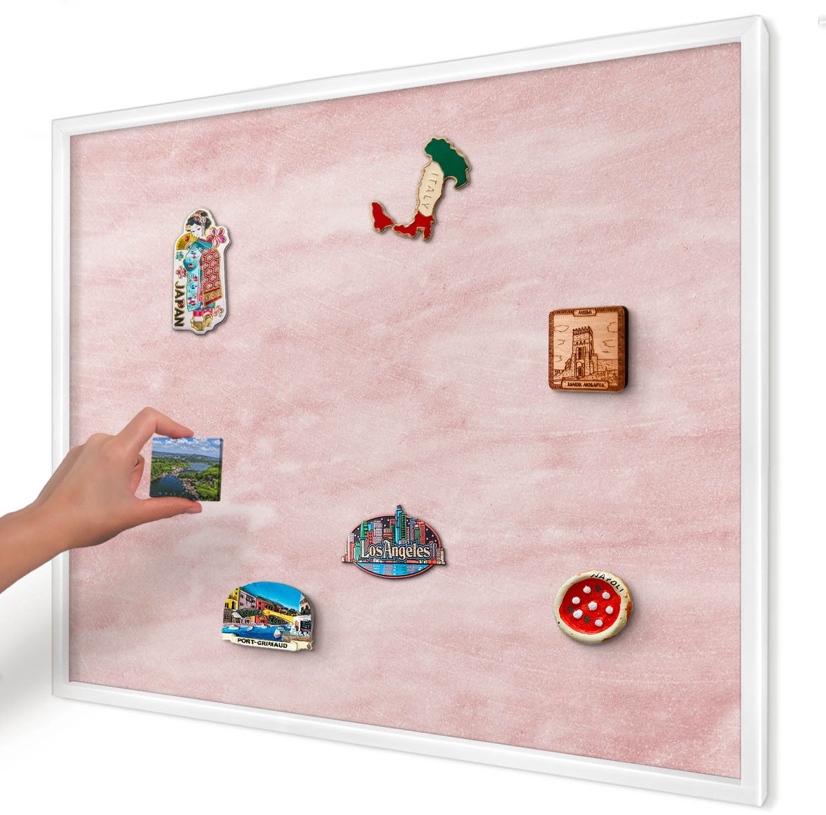 Artprintcave Roze Magneetbord mit Witte Lijst - 80x60 cm - Roze Textuur Magnetisch Bord Voor Magneten - Minimalist Magneet Bord mit Frame - Achtergronden En Patronen
