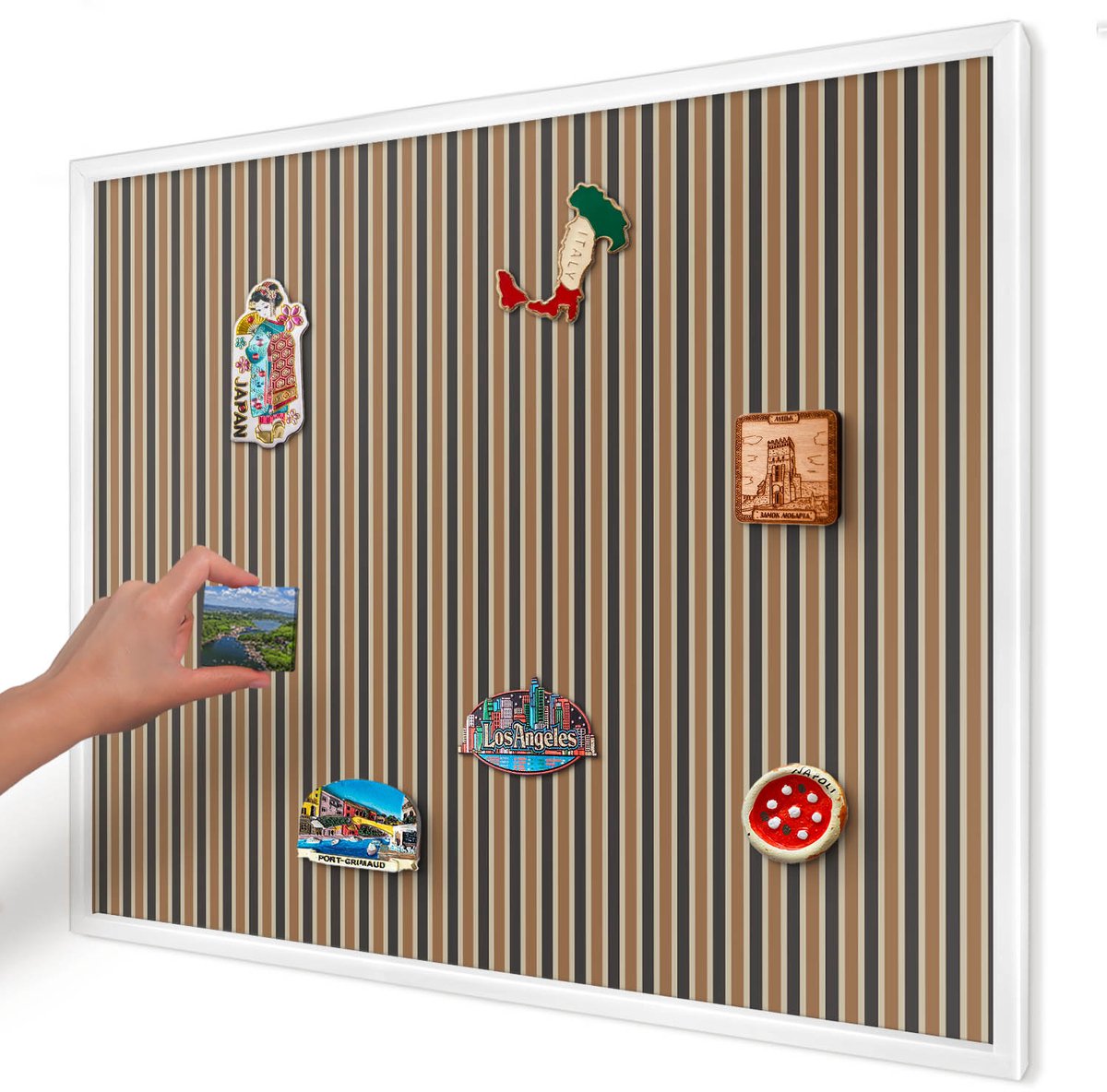 Artprintcave Bruin Magneetbord mit Witte Lijst - 80x60 cm - Geometrisch Patroon Magneet Bord mit Frame - Geometrische Bord Voor Magneten - Geometrische