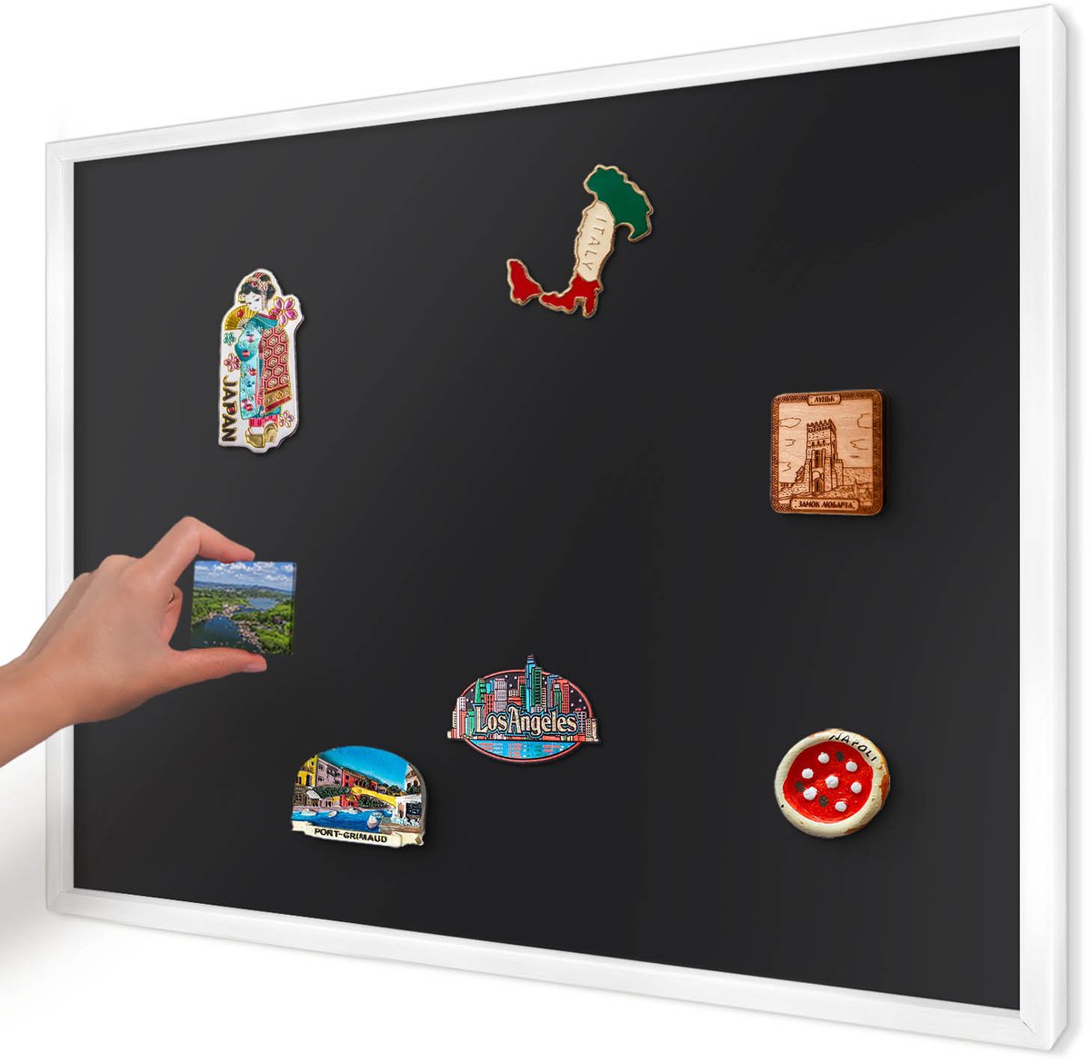 Artprintcave Zwart Magneetbord mit Witte Lijst - 70x50 cm - Zwart Magneet Bord mit Frame - Minimalist Bord Voor Magneten - Achtergronden En Patronen