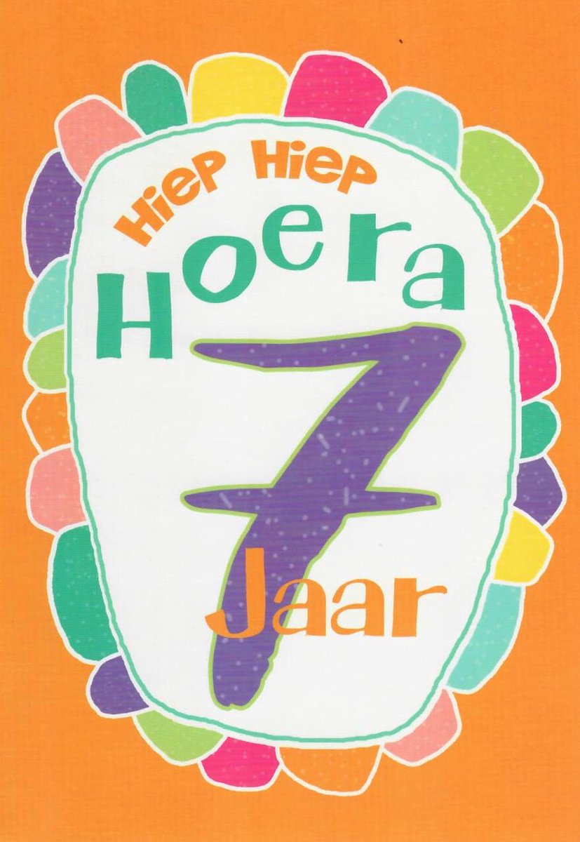 Verjaardagskaart leeftijd | Wenskaart | 10 stuks | Hiep hiep hoera 7 jaar