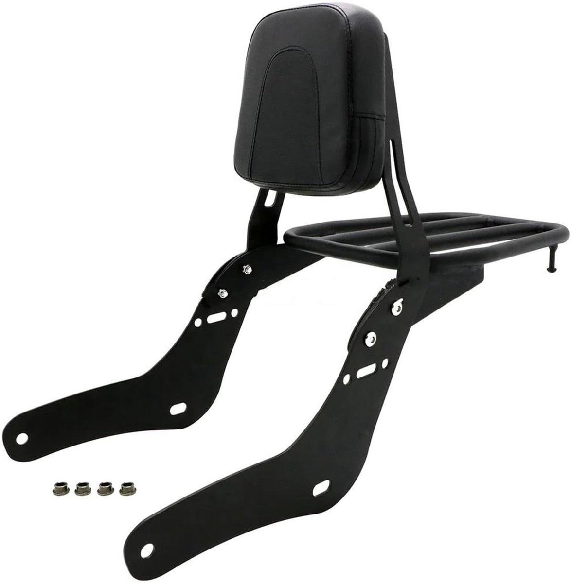 Motorfiets Passagierskussen - Rugleuning Sissybar - Comfortabel Reizen - Ingebouwde Zachte Spons - 3.3 kg - Zwart