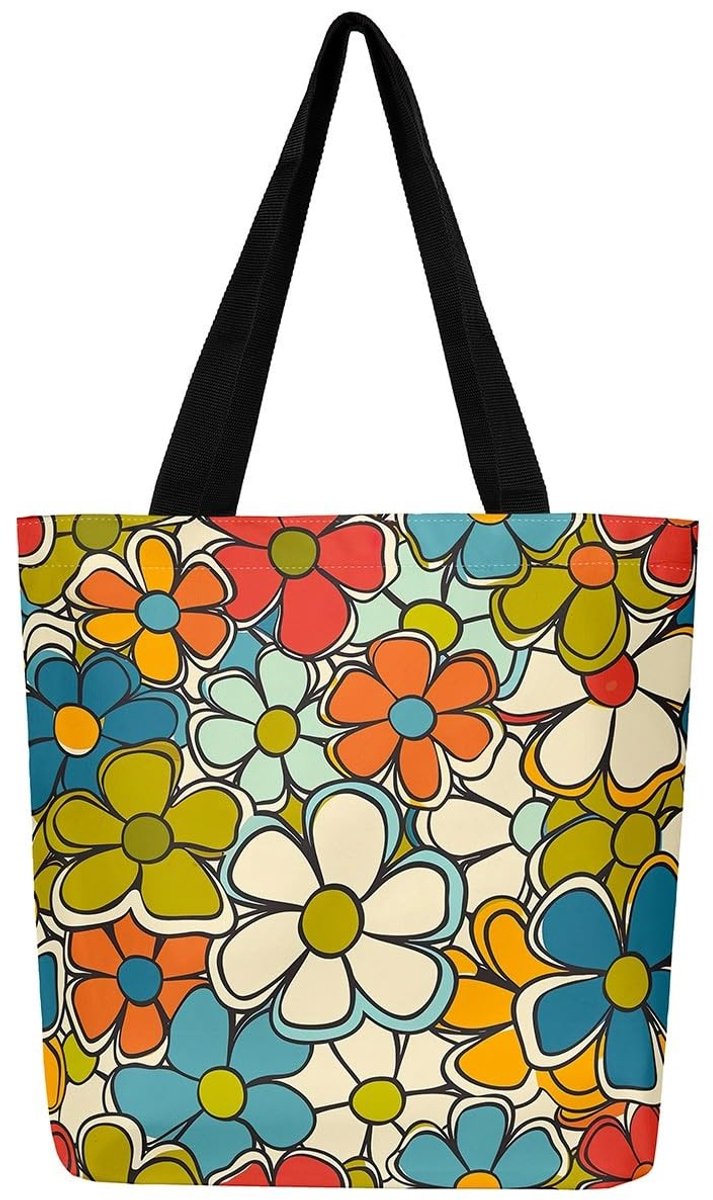 Omgoods - Retro Canvas Tote Bag met Bloemmotief
