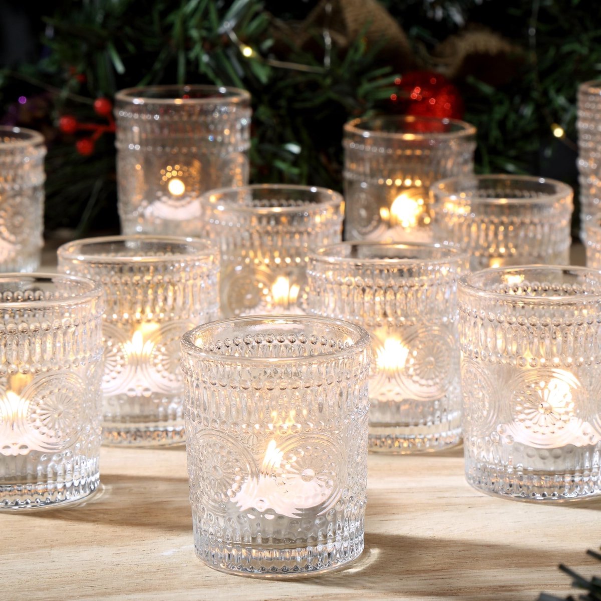 Omgoods - Set van 24 Duidelijke Tealight Kaarsenhouders van Glas