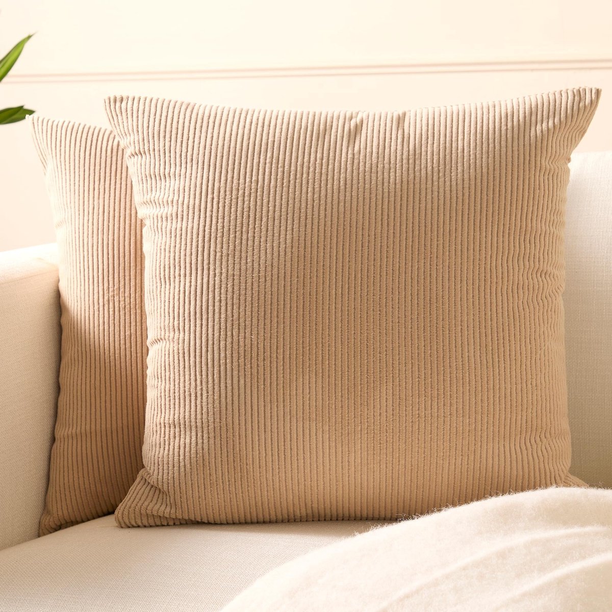 Omgoods - Set van 2 Corduroy Kussenslopen 40 x 40 cm voor Woonkamer en Slaapkamer